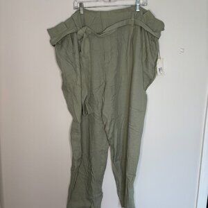 A NEW DAY 3X NEW Paper Bag Pant Belt Sage Green